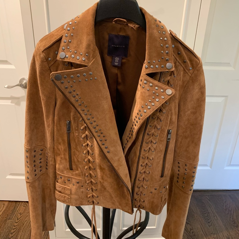 Brown suede leather jacket size M